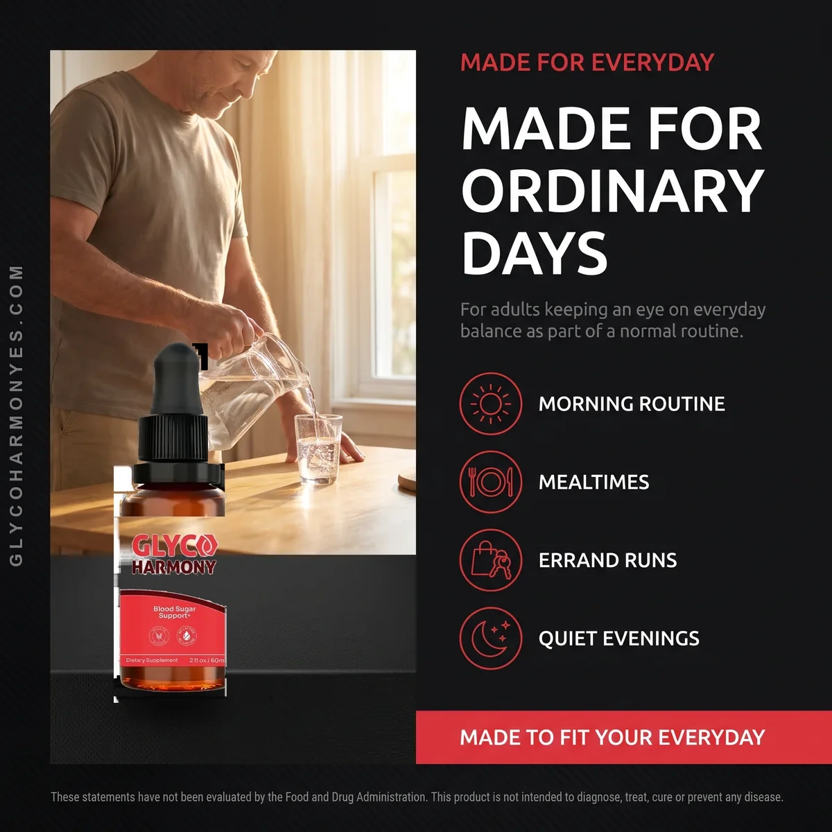 Who Glyco Harmony is for: adults who want an easy daily blood sugar support habit alongside food, movement and sleep