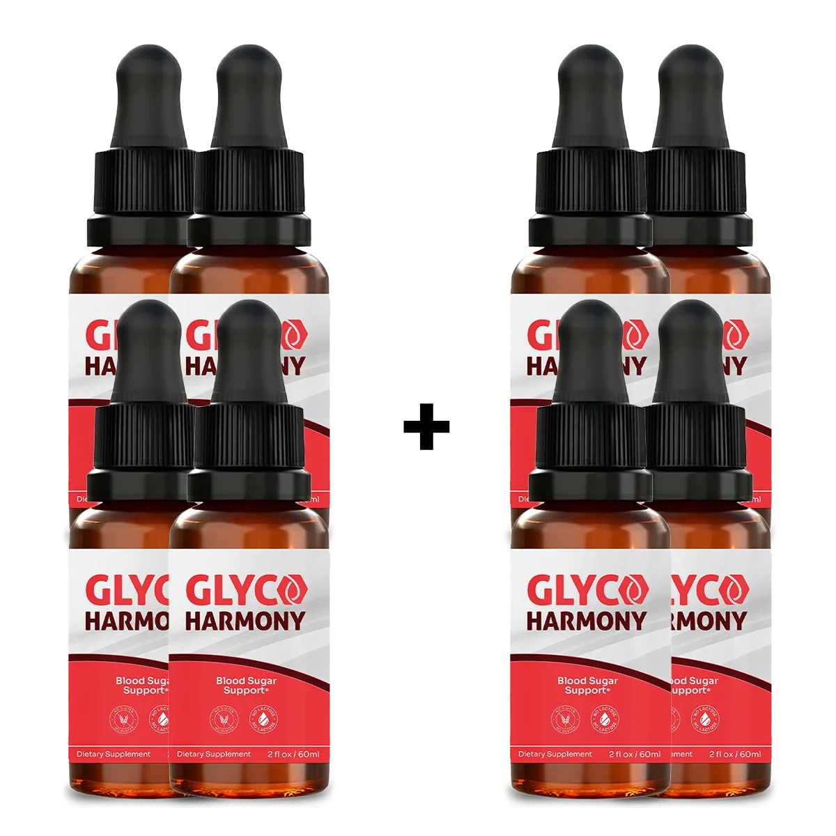 Glyco Harmony 8-bottle pack: four bottles plus four, red and white labels